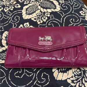Coach Berry patent Leather Checkbook Wallet
